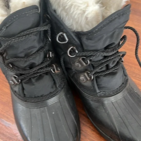 Eddie Bauer Sorel Womens Black Lace Fur Up Snow Boots Size US 7 - Like New - Picture 5 of 10